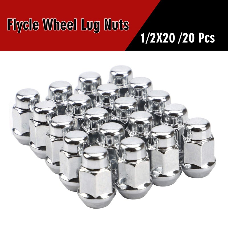 FLYCLE 20PCS 1.4 inch Chrome 1/2-20 Closed End Bulge Acorn Lug Nuts - Cone Seat - 19mm Hex Wheel Lug Nut for Bronco Cherokee Liberty Mustang Ranger Explorer YJ TJ KJ KK ZJ WJ WK XK MJ XJ Aftermarket Wheels - Image 3
